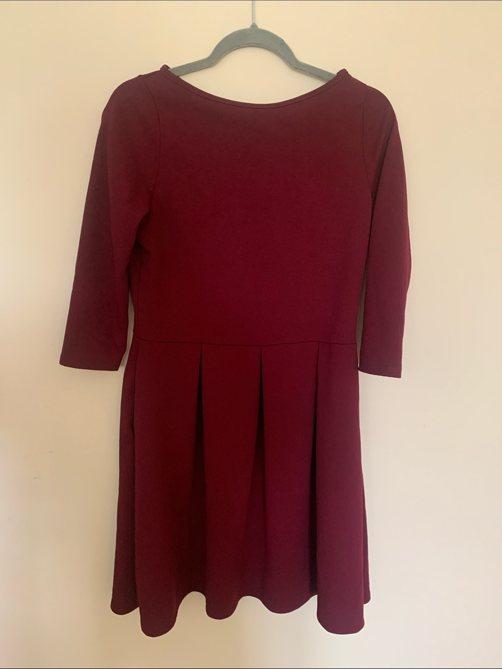 Women's Burgundy Pleated Fit-and-Flare Formal Dress
